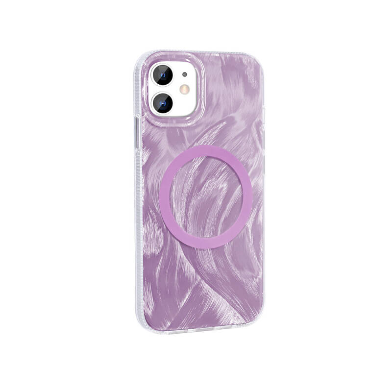 Apple iPhone 11 Case Magsafe Charging Featured Brush Paint Patterned Zore Palette Cover - 9