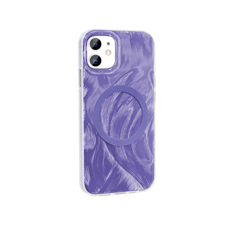 Apple iPhone 11 Case Magsafe Charging Featured Brush Paint Patterned Zore Palette Cover - 10