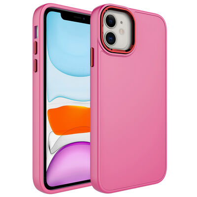 Apple iPhone 11 Case Metal Frame and Button Design Silicone Zore Luna Cover - 11