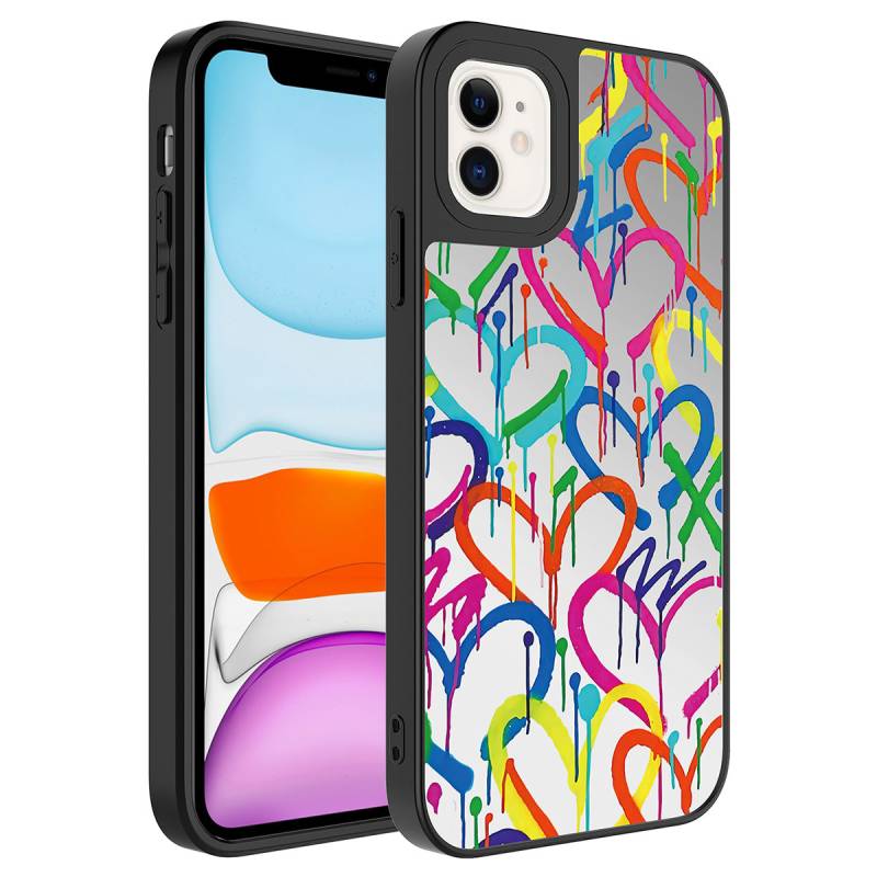 Apple iPhone 11 Case Mirror Patterned Camera Protected Glossy Zore Mirror Cover - 5