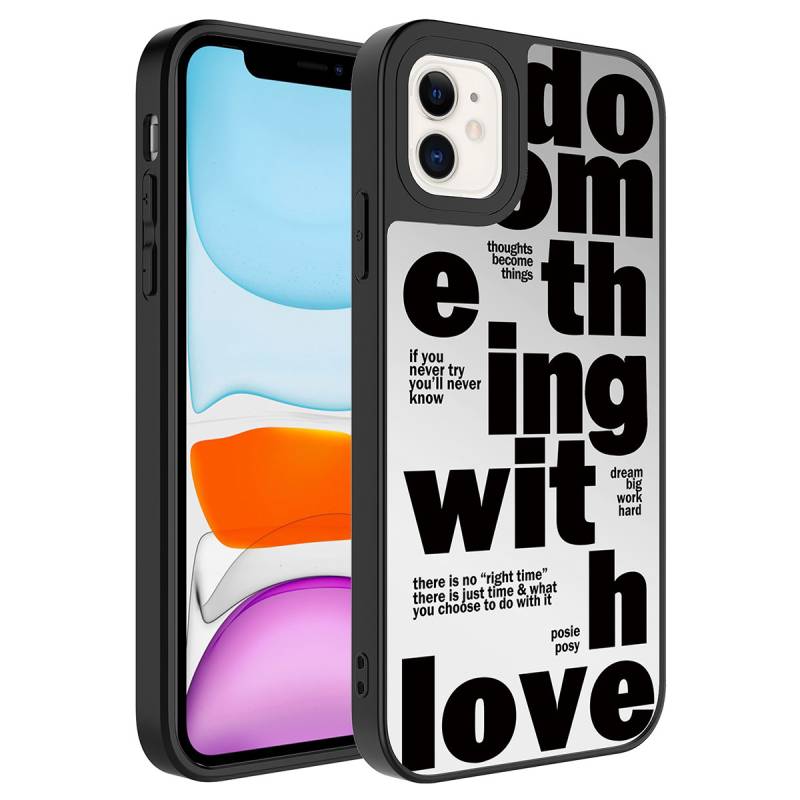 Apple iPhone 11 Case Mirror Patterned Camera Protected Glossy Zore Mirror Cover - 10