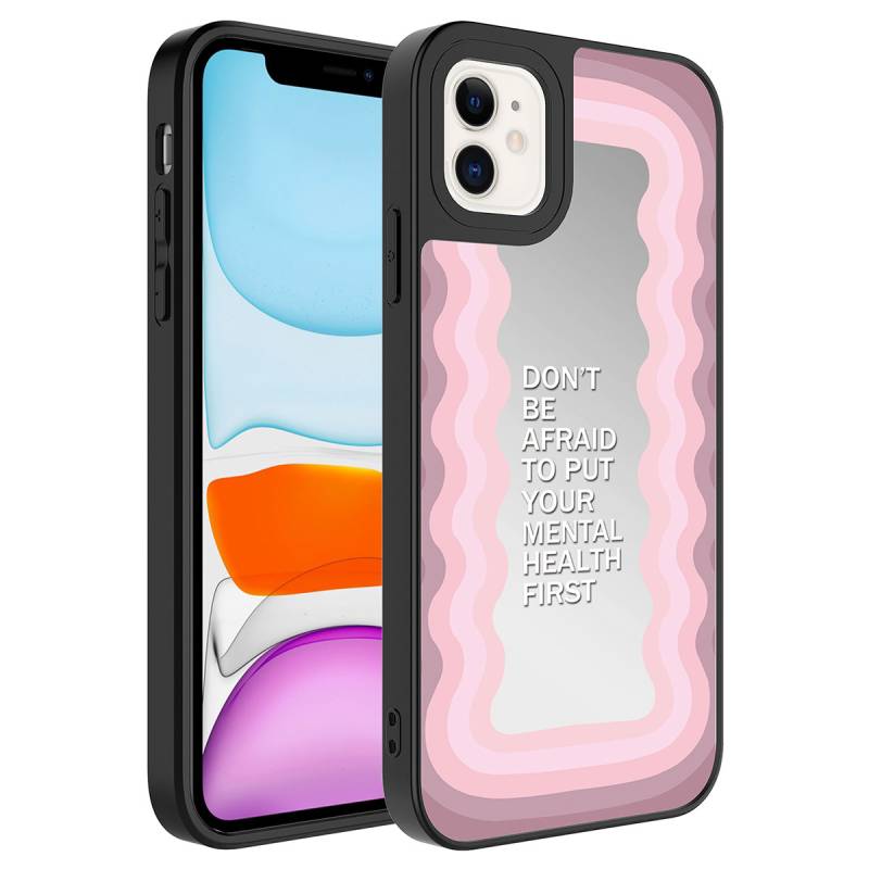 Apple iPhone 11 Case Mirror Patterned Camera Protected Glossy Zore Mirror Cover - 12