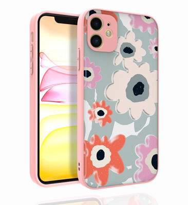 Apple iPhone 11 Case Patterned Camera Protected Glossy Zore Nora Cover - 7