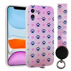 Apple iPhone 11 Case Patterned Hand Strap Corded Zore Arte Silicon Cover - 3