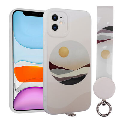 Apple iPhone 11 Case Patterned Hand Strap Corded Zore Arte Silicon Cover - 4