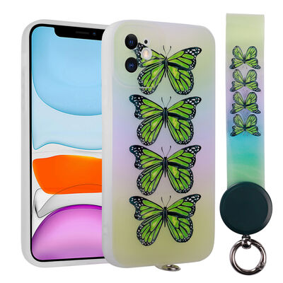 Apple iPhone 11 Case Patterned Hand Strap Corded Zore Arte Silicon Cover - 6