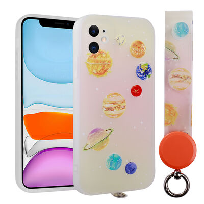 Apple iPhone 11 Case Patterned Hand Strap Corded Zore Arte Silicon Cover - 7