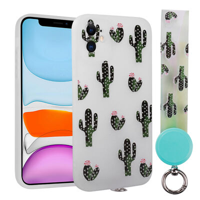 Apple iPhone 11 Case Patterned Hand Strap Corded Zore Arte Silicon Cover - 10