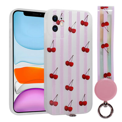 Apple iPhone 11 Case Patterned Hand Strap Corded Zore Arte Silicon Cover - 11