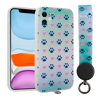 Apple iPhone 11 Case Patterned Hand Strap Corded Zore Arte Silicon Cover - 12