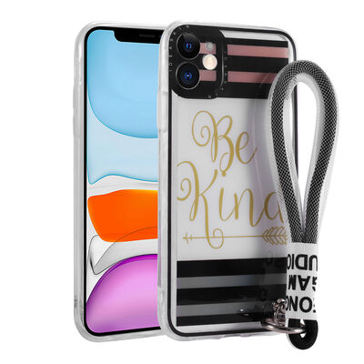 Apple iPhone 11 Case Patterned Hand Strap Corded Zore Astana Silicone Cover - 11