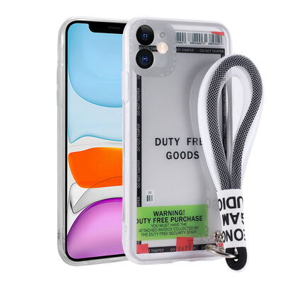 Apple iPhone 11 Case Patterned Hand Strap Corded Zore Astana Silicone Cover - 10