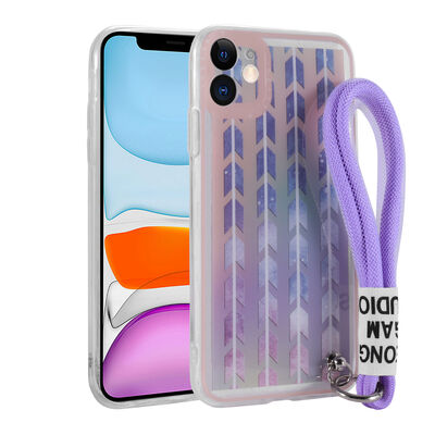 Apple iPhone 11 Case Patterned Hand Strap Corded Zore Astana Silicone Cover - 7