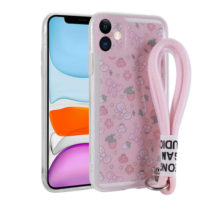 Apple iPhone 11 Case Patterned Hand Strap Corded Zore Astana Silicone Cover - 4