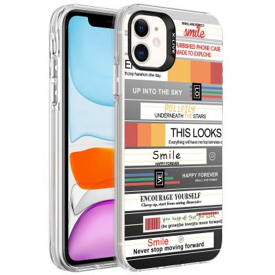 Apple iPhone 11 Case Patterned Zore Silver Hard Cover - 6