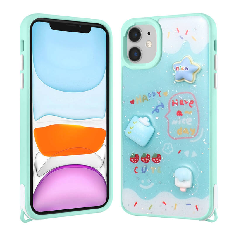 Apple iPhone 11 Case Shining Glitter Relief Figured Zore Cevze Cover - 4