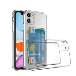 Apple iPhone 11 Case with Card Holder Zore Setra Clear Silicone Cover - 1