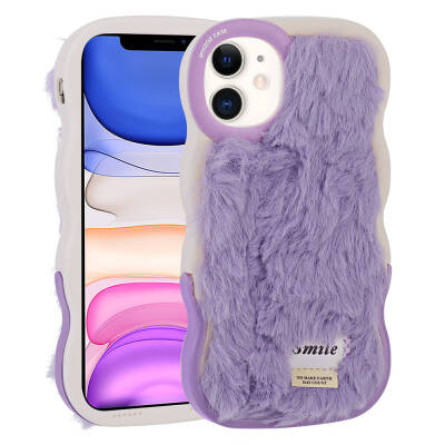 Apple iPhone 11 Case with Stand Camera Protection Furry Back Surface Design Zore Mona Cover - 1