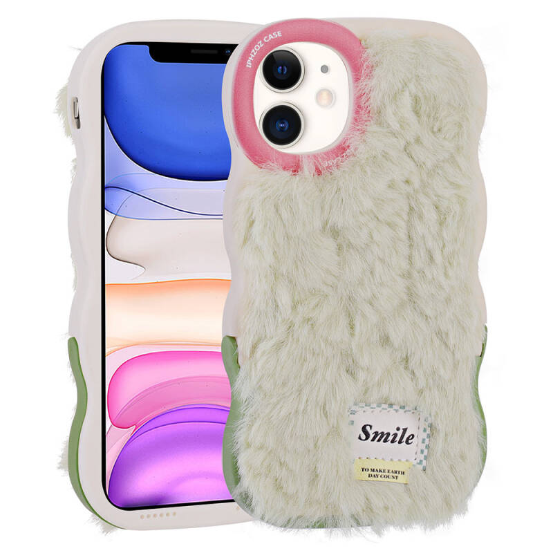 Apple iPhone 11 Case with Stand Camera Protection Furry Back Surface Design Zore Mona Cover - 4