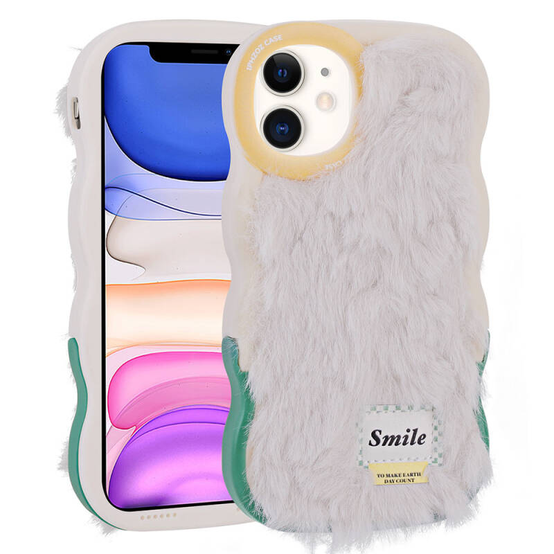 Apple iPhone 11 Case with Stand Camera Protection Furry Back Surface Design Zore Mona Cover - 5