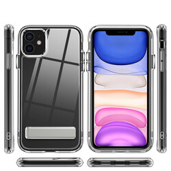 Apple iPhone 11 Case With Stand Transparent Silicone Zore L-Stand Cover - 1