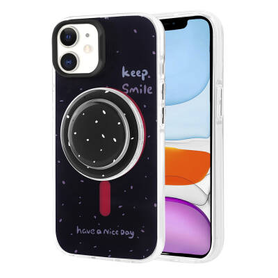 Apple iPhone 11 Case Zore Tiktok Cover with Magsafe Charging Feature and Plug-in Pop Socket - 11