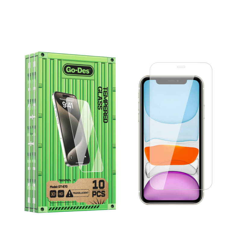 Apple iPhone 11 Go Des Fingerprint Free 9H Oleophobic Bom Glass Screen Protector 10 Pack - 2