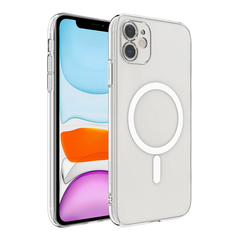 Apple iPhone 11 Kamera Korumalı M-Safe Şarj Özellikli Şeffaf Zore London Sert PC Kapak - 1