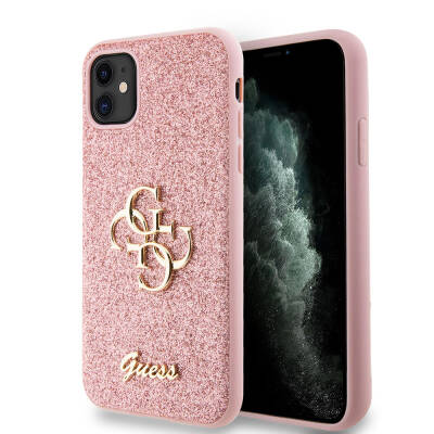 Apple iPhone 11 Kılıf Guess Orjinal Lisanslı 4G Büyük Metal Logolu Glitter Kapak - 10