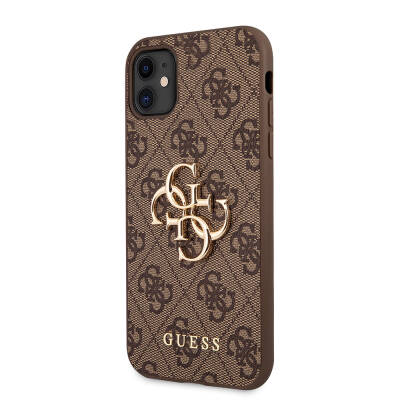 Apple iPhone 11 Kılıf Guess PU Deri Büyük Metal Logo Dizaynlı Kapak - 4