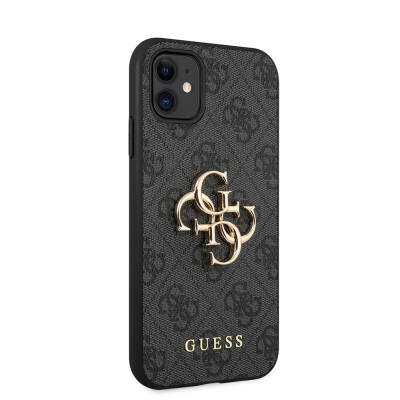 Apple iPhone 11 Kılıf Guess PU Deri Büyük Metal Logo Dizaynlı Kapak - 13