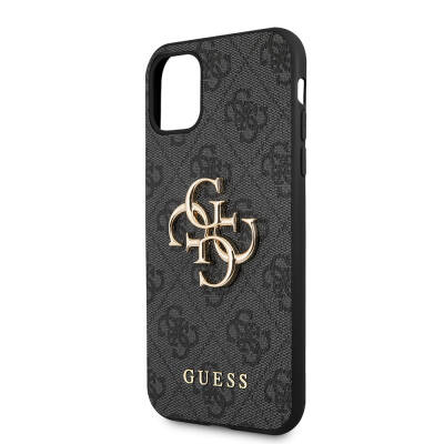 Apple iPhone 11 Kılıf Guess PU Deri Büyük Metal Logo Dizaynlı Kapak - 15