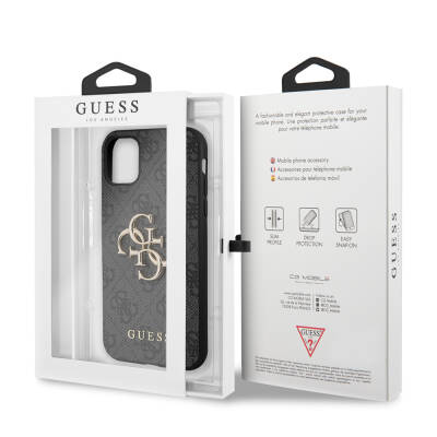 Apple iPhone 11 Kılıf Guess PU Deri Büyük Metal Logo Dizaynlı Kapak - 17