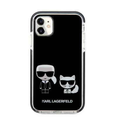 Apple iPhone 11 Kılıf Karl Lagerfeld Kenarları Siyah Silikon K&C Dizayn Kapak - 4