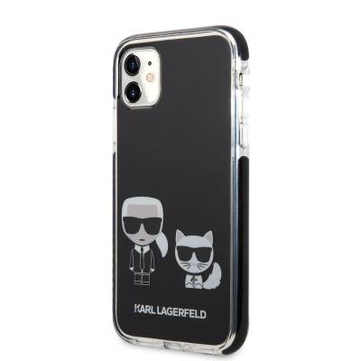 Apple iPhone 11 Kılıf Karl Lagerfeld Kenarları Siyah Silikon K&C Dizayn Kapak - 7