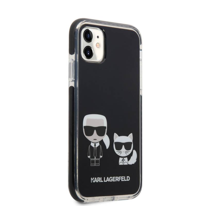 Apple iPhone 11 Kılıf Karl Lagerfeld Kenarları Siyah Silikon K&C Dizayn Kapak - 8