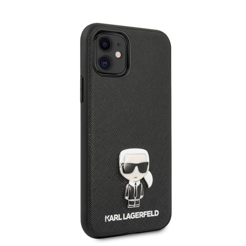 Apple iPhone 11 Kılıf Karl Lagerfeld PU Suni Deri Karl Dizayn Kapak - 7