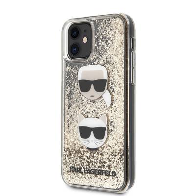 Apple iPhone 11 Kılıf Karl Lagerfeld Sıvılı Simli K&C Head Dizayn Kapak - 6