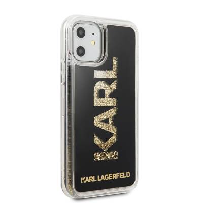 Apple iPhone 11 Kılıf Karl Lagerfeld Sıvılı Simli Logo Dizayn Kapak - 7