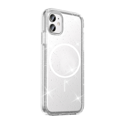 Apple iPhone 11 Kılıf M-safe Şarj Özellikli Parlayan Simli Saydam Renkli Zore Maris Kapak - 3