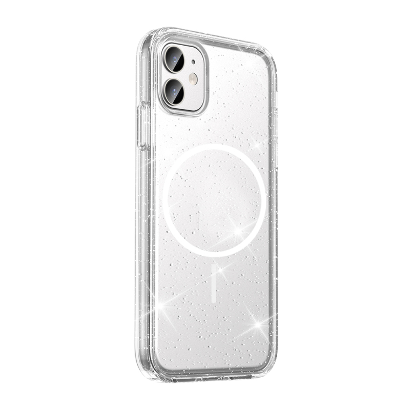 Apple iPhone 11 Kılıf M-safe Şarj Özellikli Parlayan Simli Saydam Renkli Zore Maris Kapak - 3