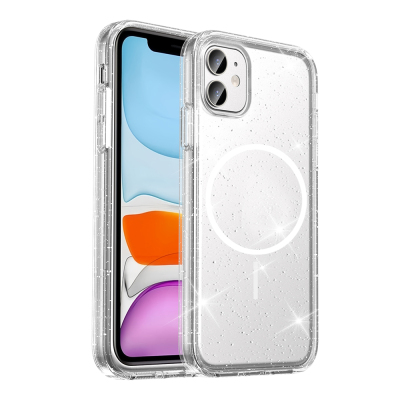Apple iPhone 11 Kılıf M-safe Şarj Özellikli Parlayan Simli Saydam Renkli Zore Maris Kapak - 2