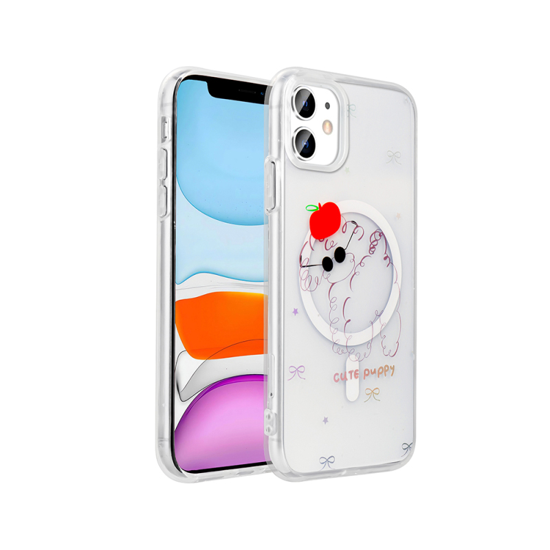 Apple iPhone 11 Kılıf M-Safe Şarj Özellikli Şeffaf Zore Folk Sert Kapak - 1