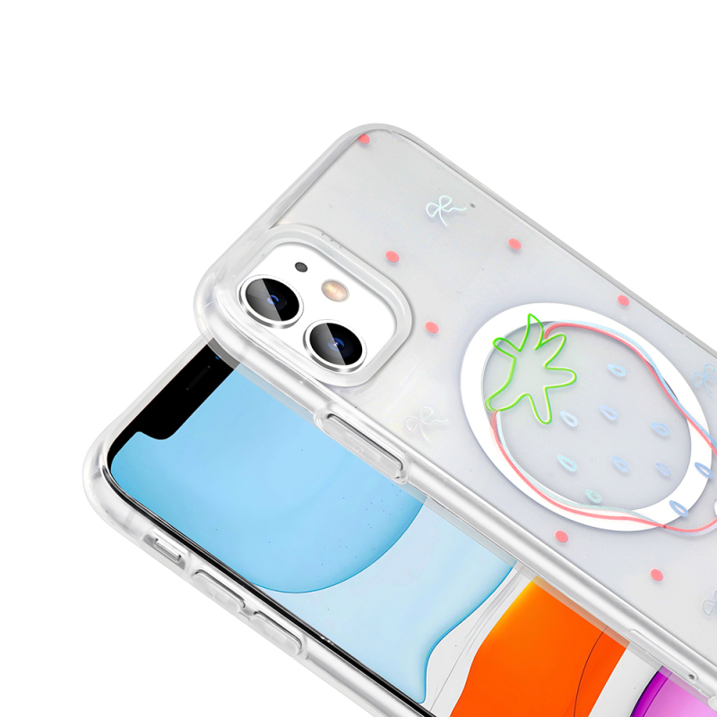 Apple iPhone 11 Kılıf M-Safe Şarj Özellikli Şeffaf Zore Folk Sert Kapak - 14
