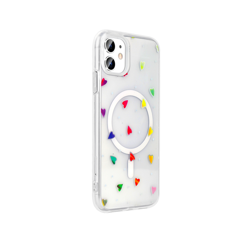 Apple iPhone 11 Kılıf M-Safe Şarj Özellikli Şeffaf Zore Folk Sert Kapak - 10