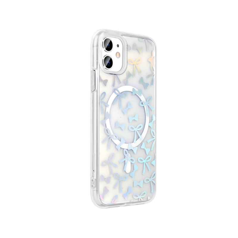 Apple iPhone 11 Kılıf M-Safe Şarj Özellikli Şeffaf Zore Folk Sert Kapak - 11