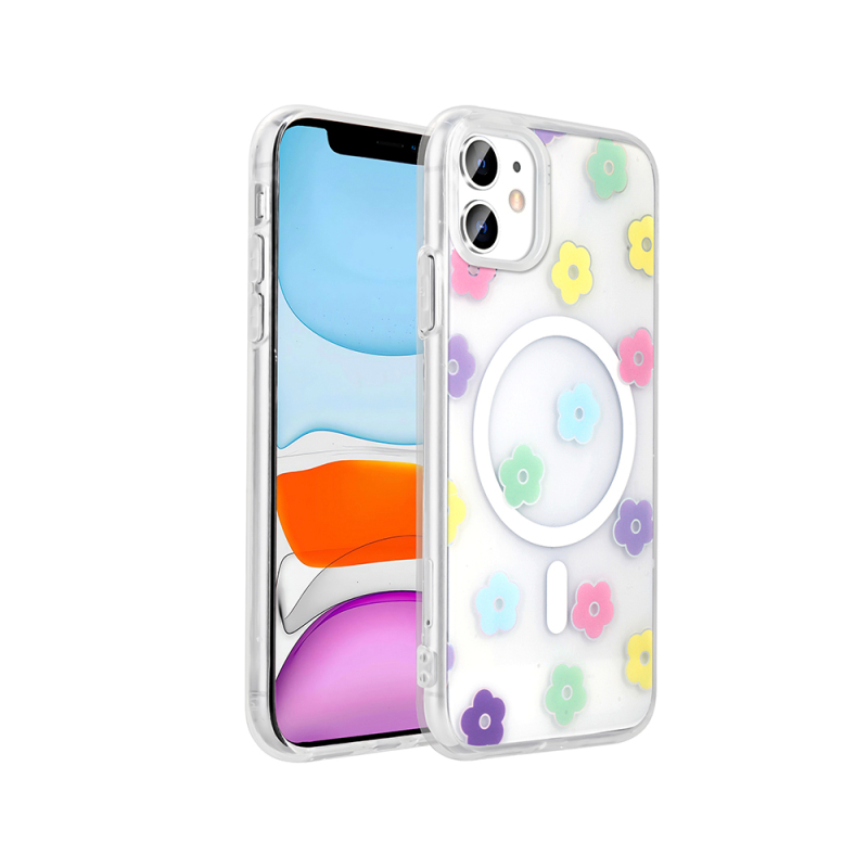 Apple iPhone 11 Kılıf M-Safe Şarj Özellikli Şeffaf Zore Folk Sert Kapak - 3