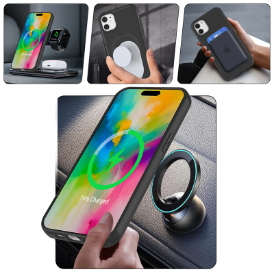 Apple iPhone 11 Kılıf M-safe Şarj Özellikli Standlı Zore Samara Kapak - 10
