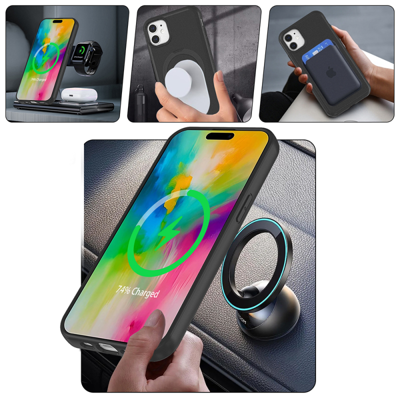 Apple iPhone 11 Kılıf M-safe Şarj Özellikli Standlı Zore Samara Kapak - 10