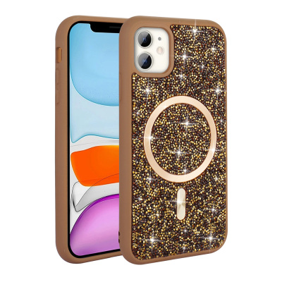 Apple iPhone 11 Kılıf Pırlanta Tasarımlı M-safe Şarj Özellikli Zore Mozaik Silikon Kapak - 7